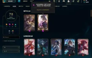 Conta Unranked com 110 Champs e 78 Skins + 2 Prestigios