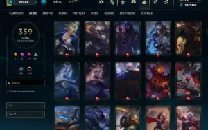Diamante 3 com TODOS os Champs e 359 Skins ( Nivel 812)