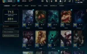 Diamante 3 com TODOS os Champs e 359 Skins ( Nivel 812)