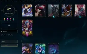 Unranked com 70 Champs e 42 Skins ( MID / TOP / JG )