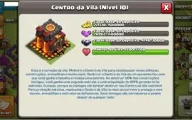 Chash of Clans centro de vila 10 - 2712 gemas