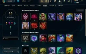 Platina 3 com 25 Champs e 7 Skins + 1 Prestigio da Lissandra