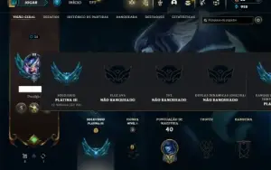 Platina 3 com 25 Champs e 7 Skins + 1 Prestigio da Lissandra