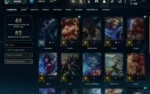 Platina 3 com 25 Champs e 7 Skins + 1 Prestigio da Lissandra