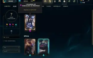 Platina 3 com 25 Champs e 7 Skins + 1 Prestigio da Lissandra