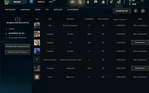 Platina 3 com 25 Champs e 7 Skins + 1 Prestigio da Lissandra