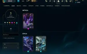 Unranked com 35 Champs e 3 Skins