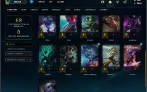 Conta unranked com 5 skins e 21 champs