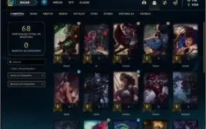 Conta unranked com 5 skins e 21 champs