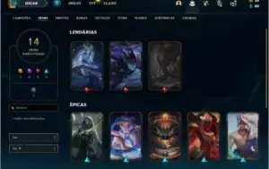 Conta bronze 1 com 14 skins e 34 champs