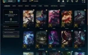 Conta bronze 1 com 14 skins e 34 champs