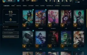 Ouro 4 com 30 Champs e 7 Skins