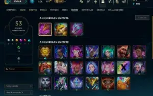 Ouro 4 com 30 Champs e 7 Skins