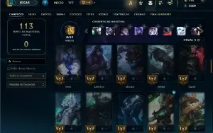 Unranked com 70 Champs e 15 Skins + 1 Prestigio do Pyke