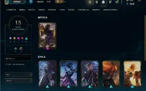 Unranked com 70 Champs e 15 Skins + 1 Prestigio do Pyke