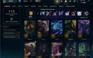 Unranked com 70 Champs e 15 Skins + 1 Prestigio do Pyke