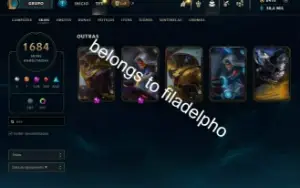 1684 Skins+Ahri VIP + Skins Raras(Pax, Silver Kayle, etc)