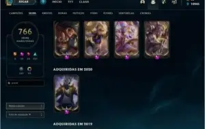 CONTA LOL GOLD 766 SKINS MMR ALTO/CONTA VALORANT 30 SKINS+