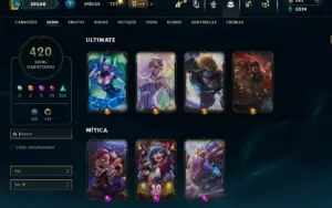 Unranked com TODOS os champs e 420 Skins( Nivel 398 )