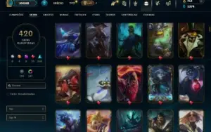 Unranked com TODOS os champs e 420 Skins( Nivel 398 )