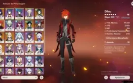 Genshin Impact Com Diluc C2 Vermelho Escarlate E Muito mais