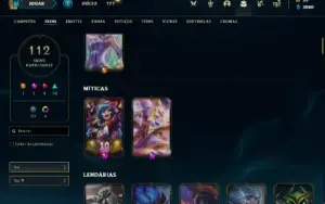 Conta de Lol Plat 3 +100 skins 1 ultimate 2 misticas 8 lenda