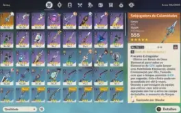 Shenhe + Arma assinatura, Yelan, Andarilho Pity 53 Arma
