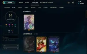 Conta LvL 226 Platina IV  Solo/Duo + 126 Campeões + 61 Skins