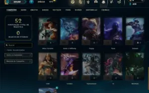 Diamante 4 com 40 Champs e 12 Skins + 2 Fragmentos