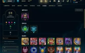 Diamante 4 com 40 Champs e 12 Skins + 2 Fragmentos