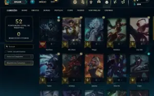 Diamante 4 com 40 Champs e 12 Skins + 2 Fragmentos