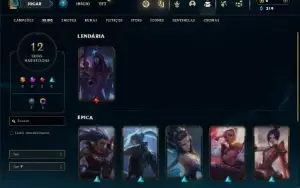 Diamante 4 com 40 Champs e 12 Skins + 2 Fragmentos