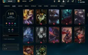 Platina 2 com TODOS os champs e 149 Skins ( MAIN ADC / SUP )