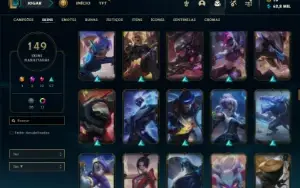 Platina 2 com TODOS os champs e 149 Skins ( MAIN ADC / SUP )