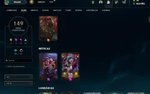 Platina 2 com TODOS os champs e 149 Skins ( MAIN ADC / SUP )