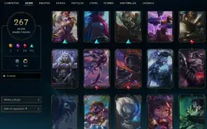 Unranked com TODOS os champs e 268 Skins ( Nivel 465 )