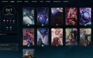 Unranked com TODOS os champs e 268 Skins ( Nivel 465 )