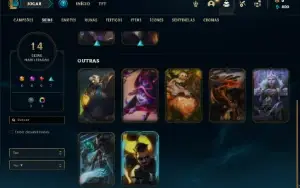 Conta Unranked com 42 Champs e 14 Skins + 4 Fragmentos