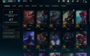 Conta Unranked com 42 Champs e 14 Skins + 4 Fragmentos
