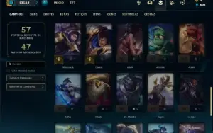 Conta Unranked com 42 Champs e 14 Skins + 4 Fragmentos