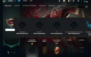 Conta Unranked com 42 Champs e 14 Skins + 4 Fragmentos