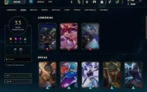 Platina 4 com 85 Champs e 33 Skins +1 Fragmento
