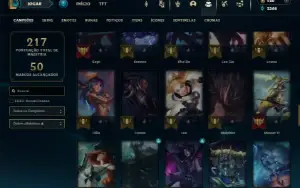 Platina 4 com 85 Champs e 33 Skins +1 Fragmento