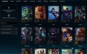 Conta Smurf premiada com diversas skins habilitadas