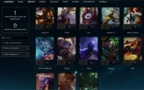 Conta Smurf premiada com diversas skins habilitadas