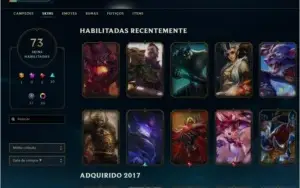 Com 73 Skins, Todos Campeoes, Icones Raros e Diamond 4