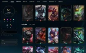 CONTA LOL PRATA 2 COM 51 SKINS SENDO 15 ÉPICAS