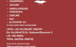 Conta Valorant e League of Legends muitas SKINS e HIGH Elo