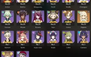 Genshin Impact AR 22 / 5 chars 5* / 2 Arcontes