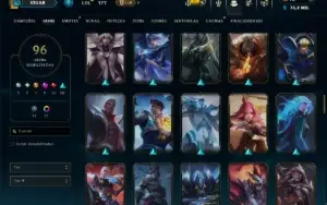 Diamante 4 com TODOS os Champs e 96 Skins ( TOP / MID / ADC)